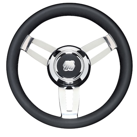 Uflex Usa Uflex Morosini 13.8 in. Steering Wheel, Black Polyurethane w/Stainless Steel Spokes and Chrome Hub MOROSINI U/CH/B